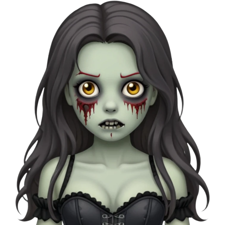 Brunette zombie girl, long hair, black corset emoji