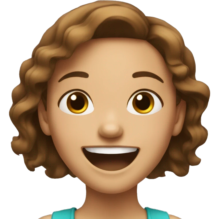 Laughing  pretty girl with brown hair emoji