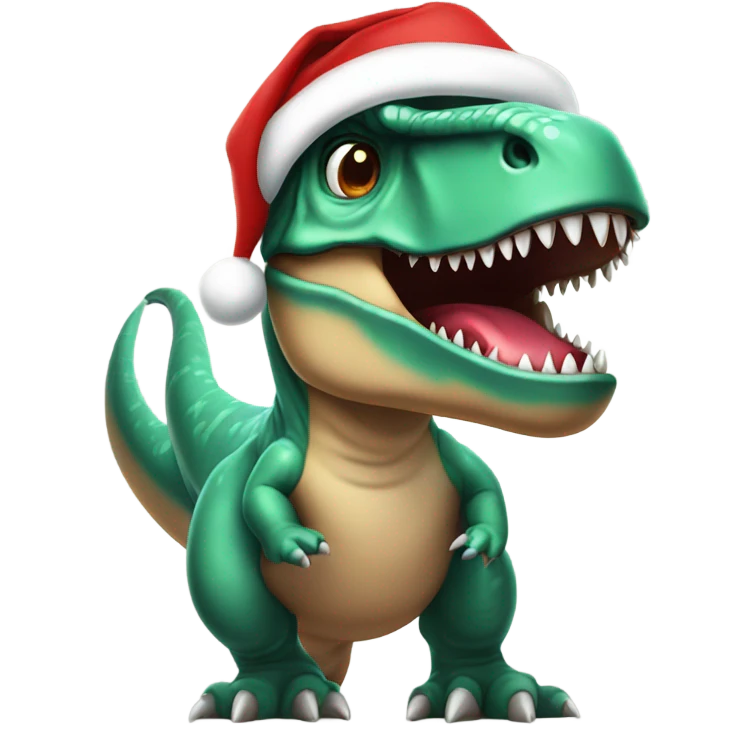 T-Rex wearing a Santa hat  emoji