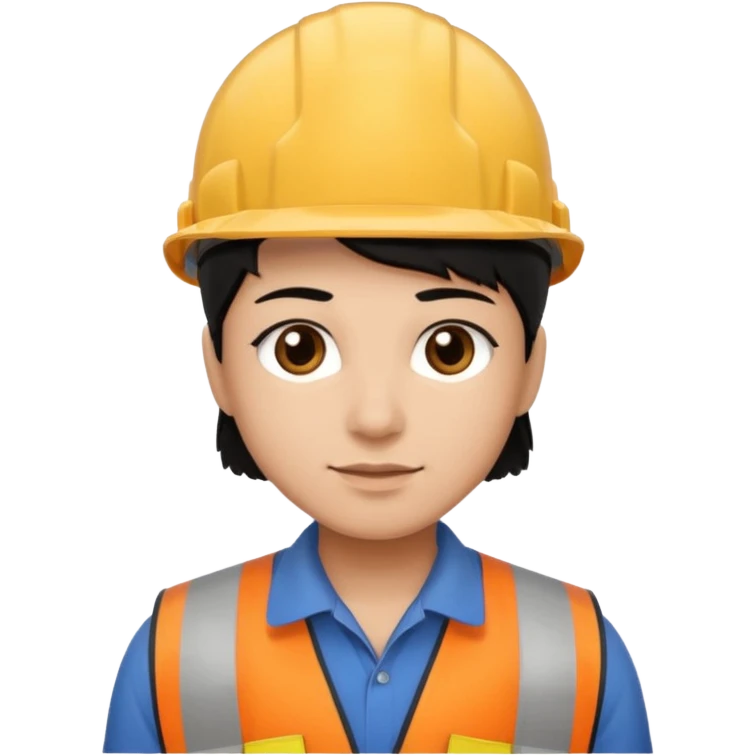 Construction worker with light brown skin black hair and dark brown eyes emoji