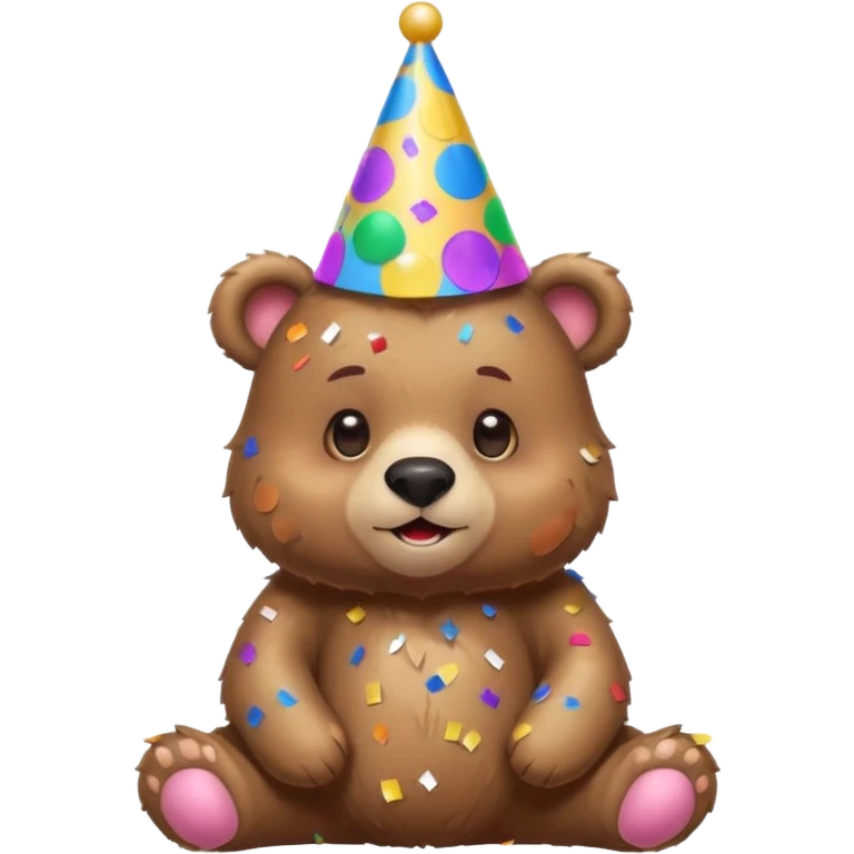Partying bear cub with confetti  emoji