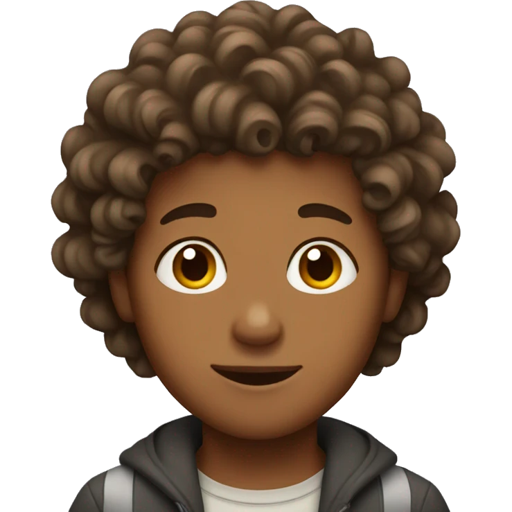 Brown boy with curly hair emoji