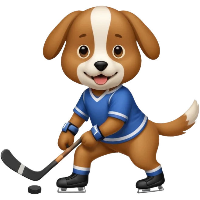 Dog playing hockey emoji