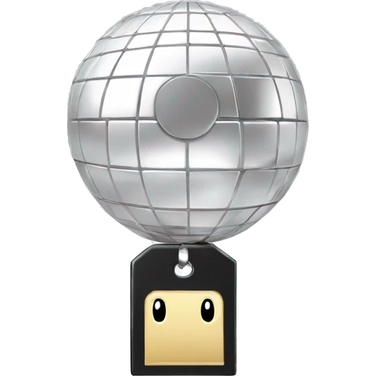 white pendrive with silver disco ball emoji
