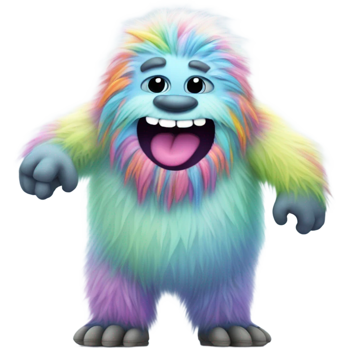 fat rainbow yeti ice skating  emoji