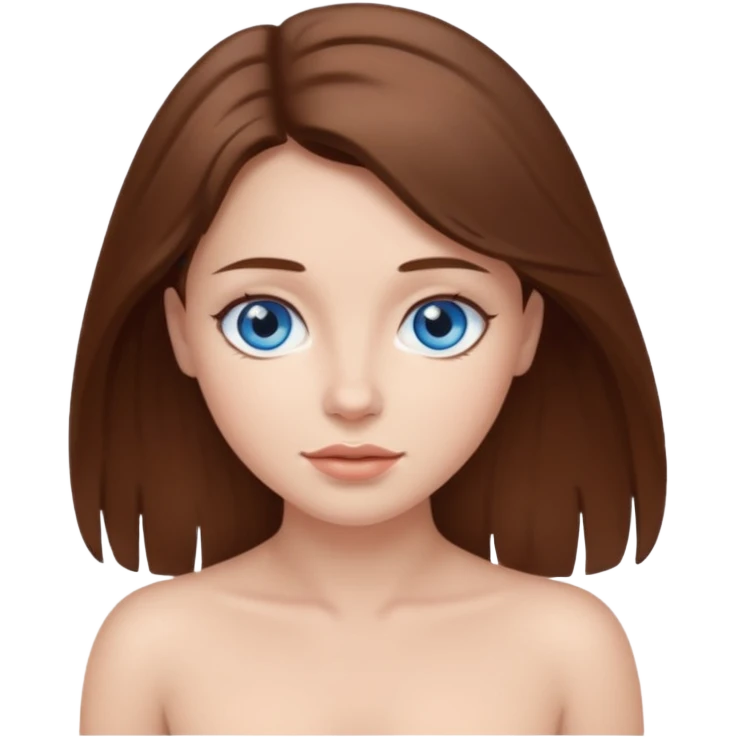 Big breast nude woman brown hair white skin blue eyes  emoji