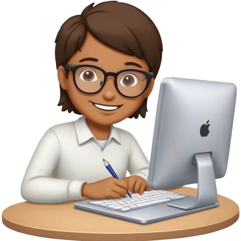 happy person writting in computer emoji