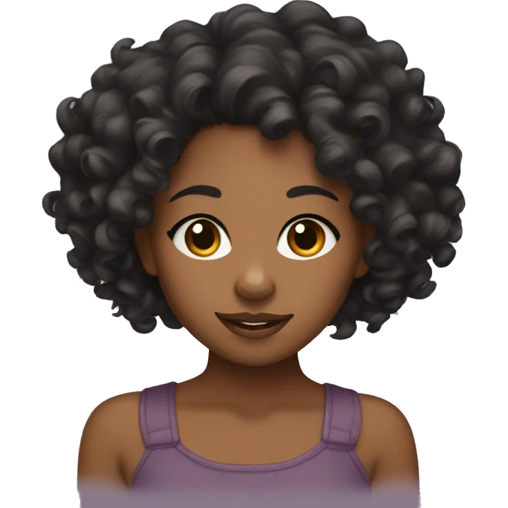 brownskin girl with curly black hair emoji