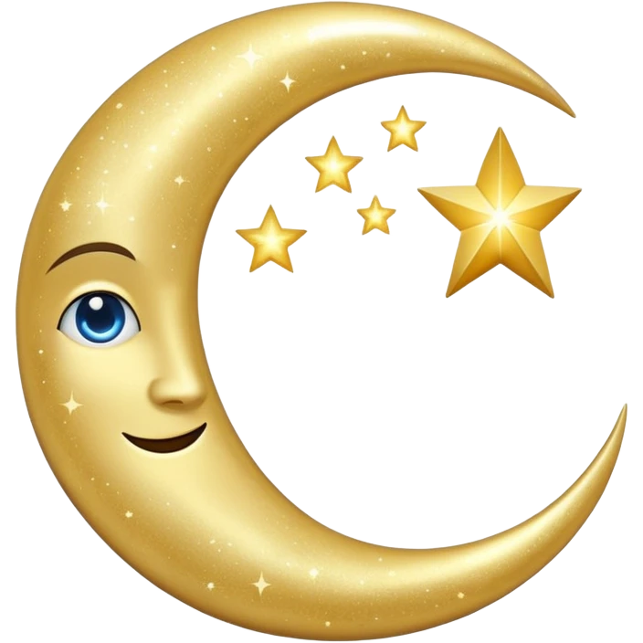 Glitter cian moon emoji