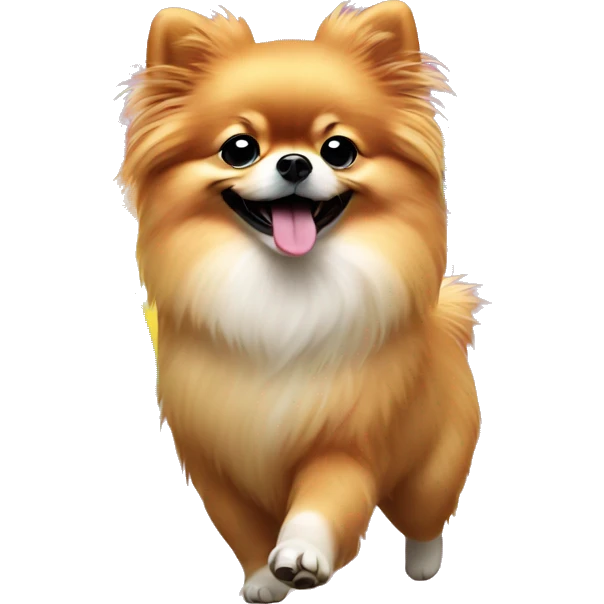 Pomeranian dancing on a rainbow  emoji