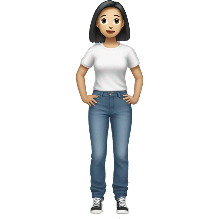 Asian girl wearing baggy jean pants  emoji