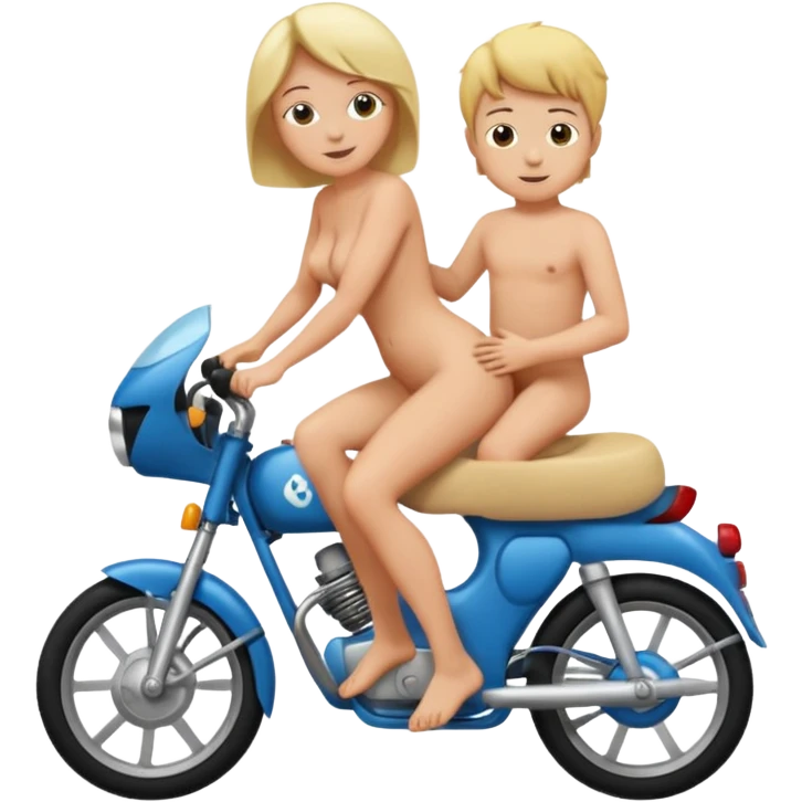 A mom and small son naked full body while mom is riding her son emoji