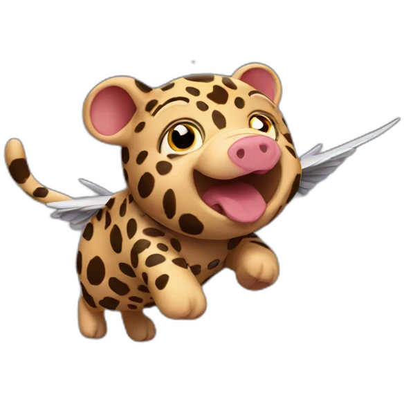 Leopard pig flying to pluto emoji