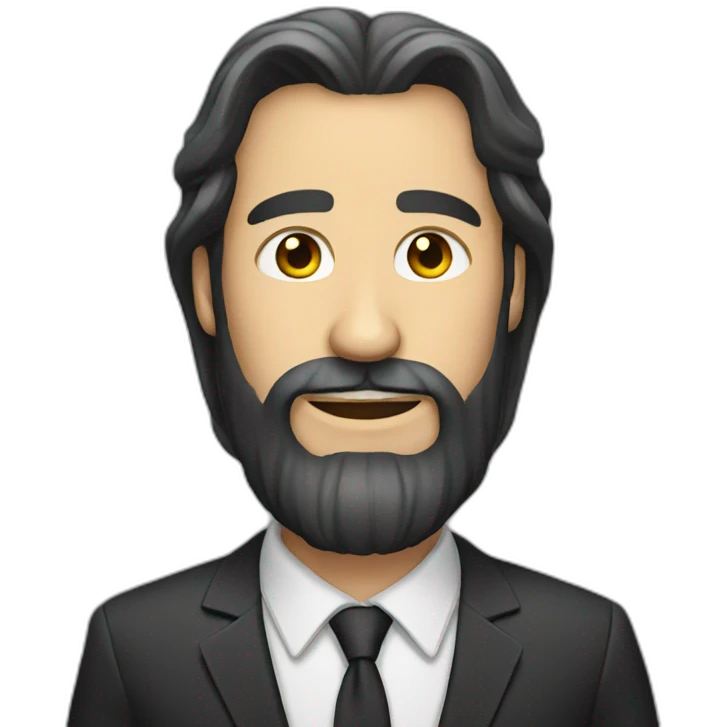 Man long hair with beard with suit emoji