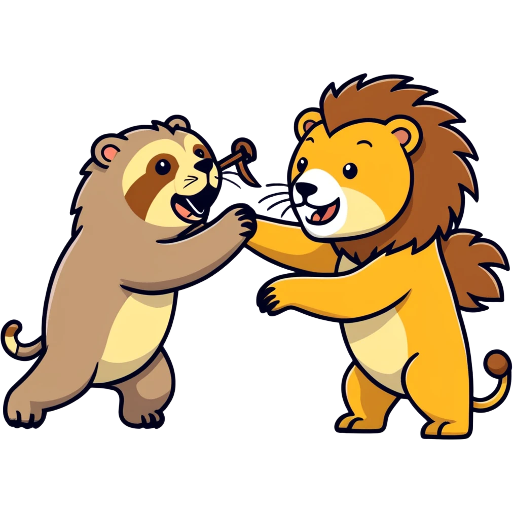 lion fighting a sloth  emoji