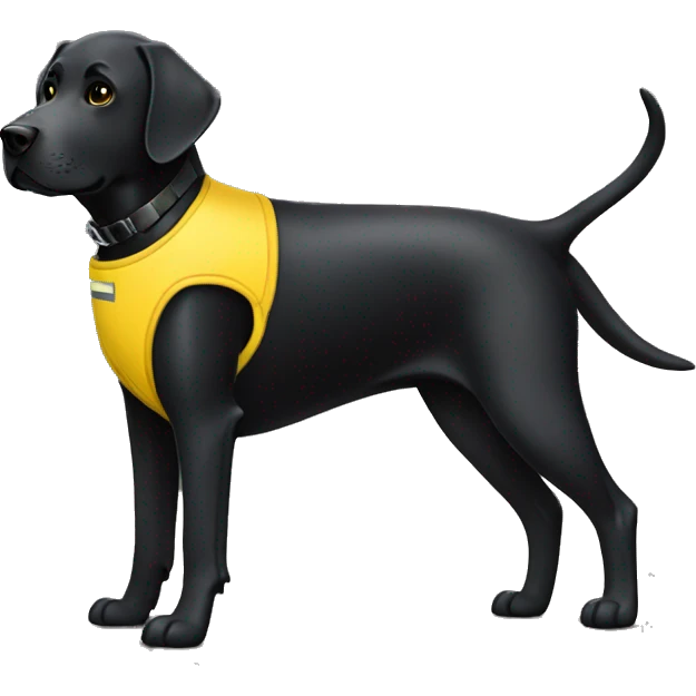 black Labrador with yellow service vest emoji
