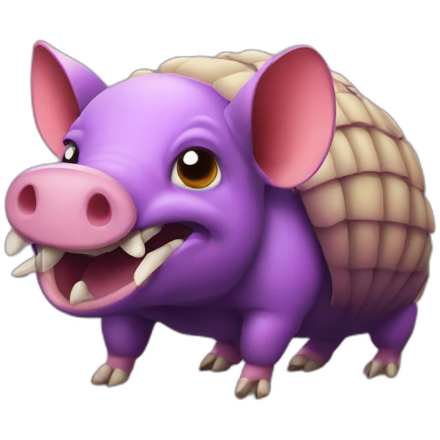 Purple Pig insect armadillo with evil face emoji