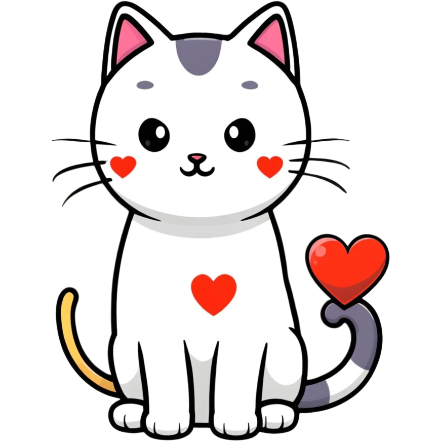 Cat holding a heart emoji