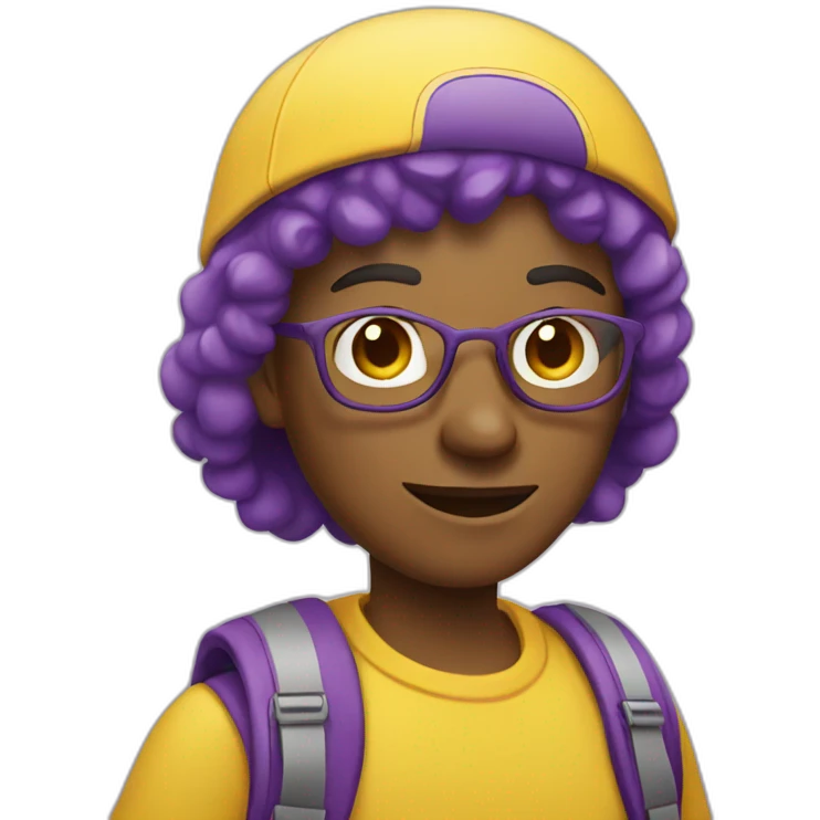 tourist in yellow and violet clothes emoji