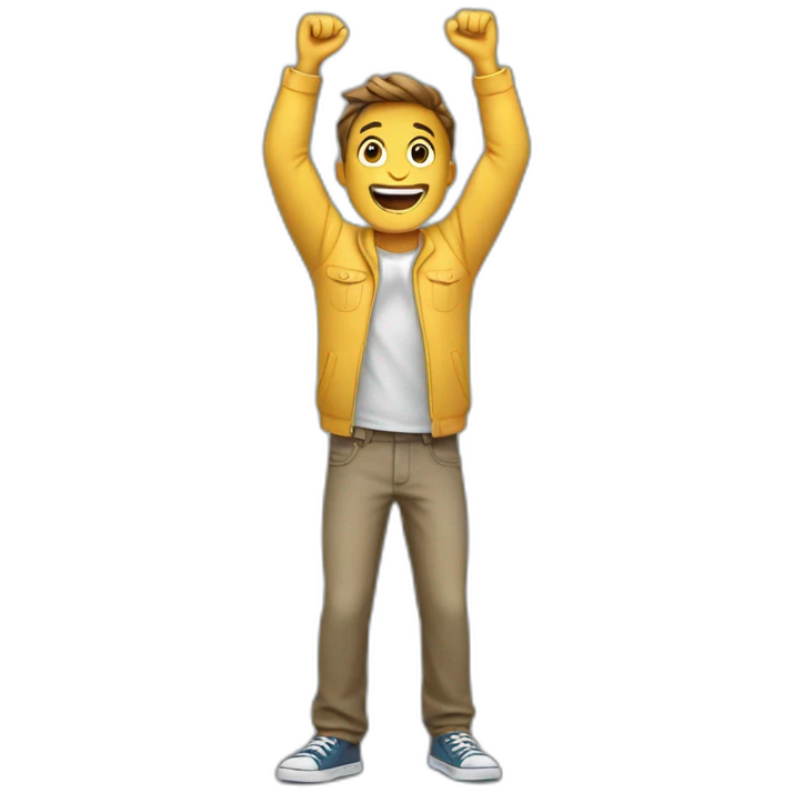 excited man with arms raised above head emoji
