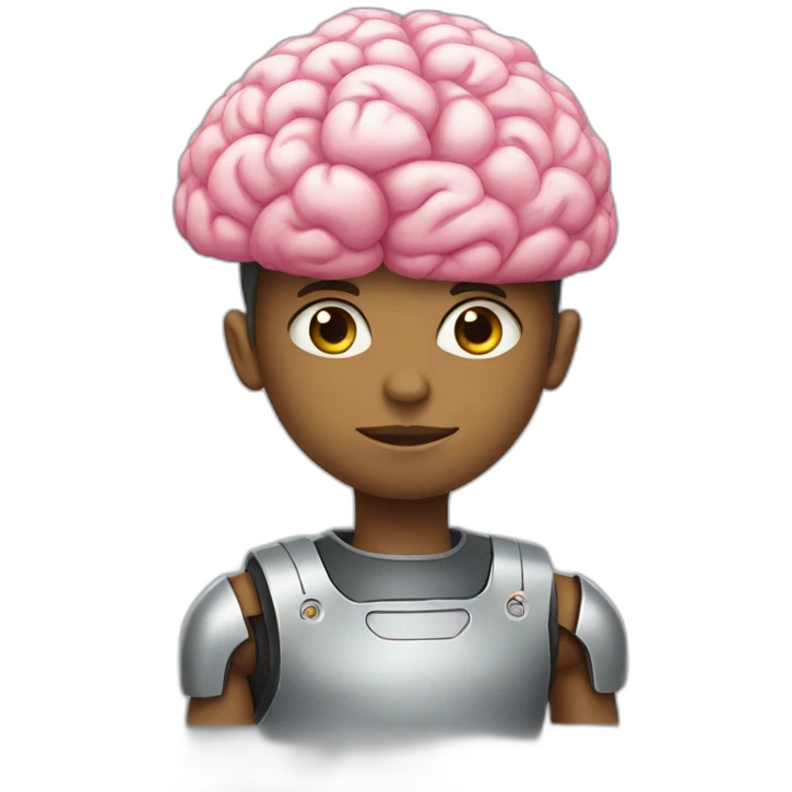 boy robot with big pink brains meme emoji