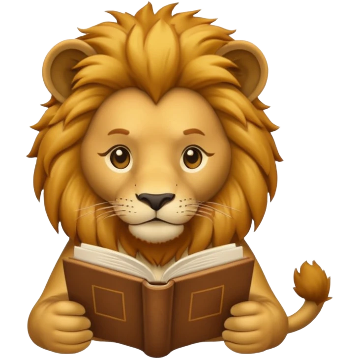 lion reading a book emoji