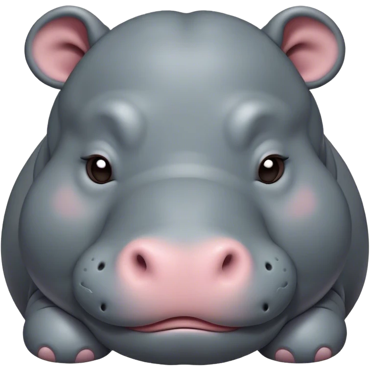 Meme-Worthy Cute Sleeping Hippo Portrait Emoji, Head resting peacefully with a contented smile, showcasing a massive, robust build and a luxuriously soft slate-gray hide, eyes shut in a serene, restful nap, Simplified yet hilariously adorable features, highly detailed, glowing with a soft, drowsy light, high shine, relaxed and utterly lovable, stylized with an air of playful laziness, bright and heartwarming, soft glowing outline, capturing the essence of a comically sleepy hippo, so meme-worthy it feels like it could instantly become the next viral sensation of adorable slumber! emoji
