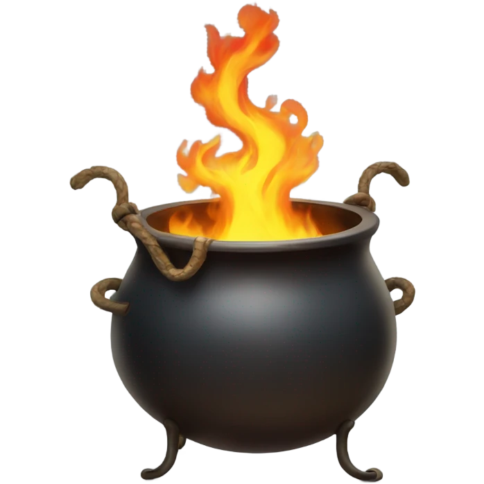 Cauldron that has fire snake coming out of it emoji