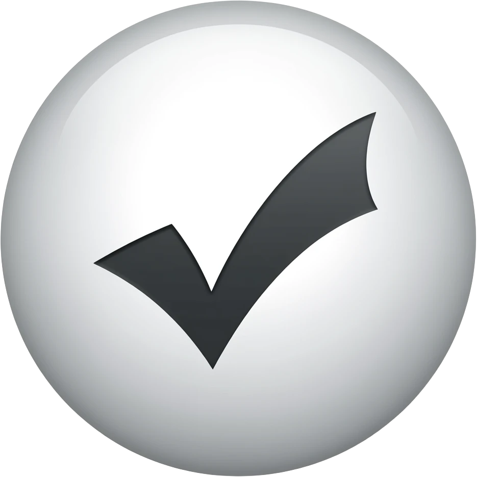 create a white circle in the white circle make a simple black tick emoji