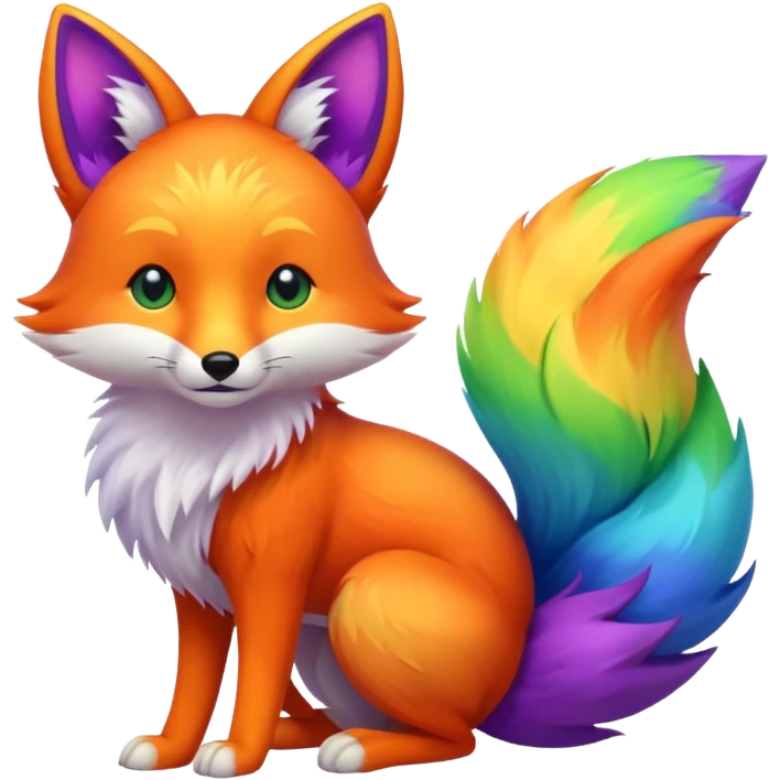 rainbow fox with three tails emoji