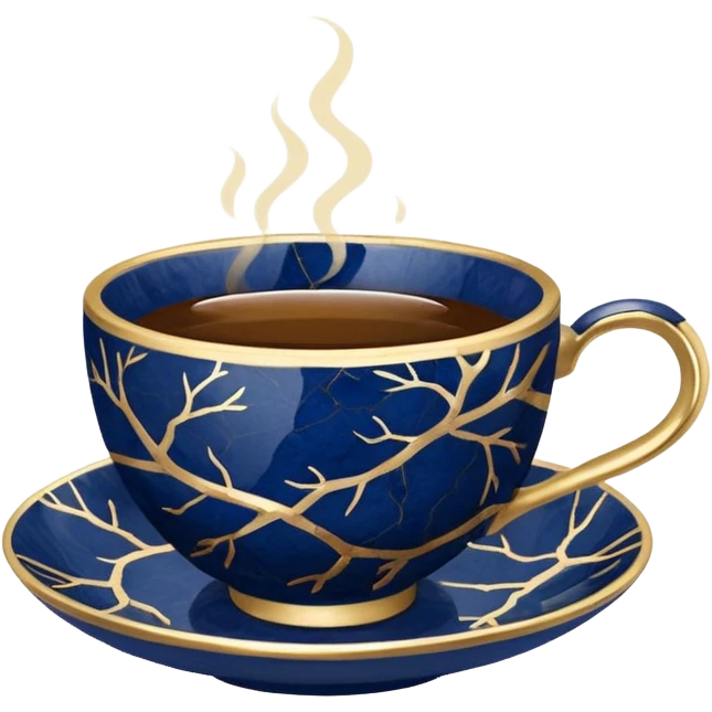 kintsugi navy blue tiny tea cup emoji