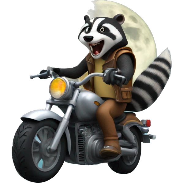 angry badger on motorbike to the moon emoji