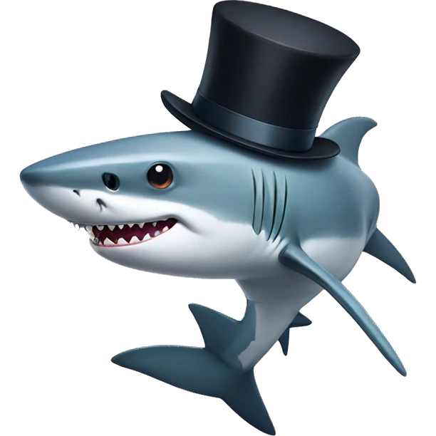 Shark with a top hat emoji