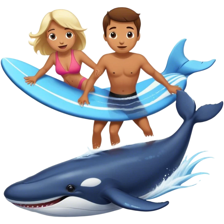 Surfing a whale with mom calling emoji