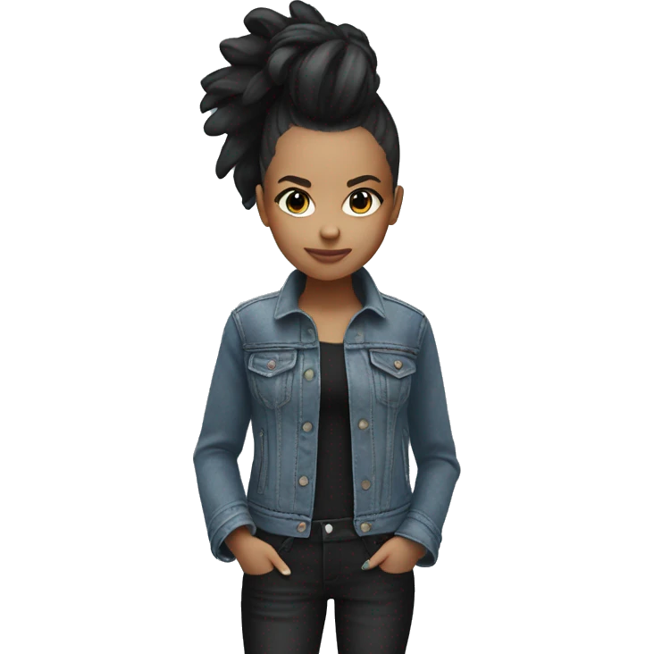 monochrome girl with black Mohawk in Denim jacket  emoji