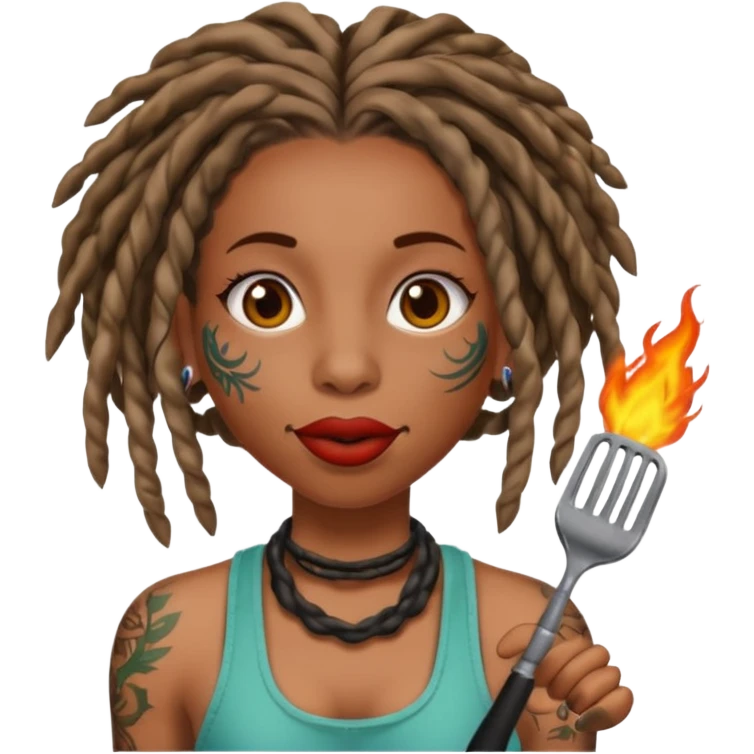 Stem girl with locs, a grill in her mouth and tattoos  emoji