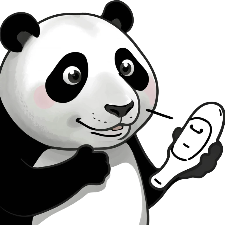 Giant panda with a penis in his hand emoji