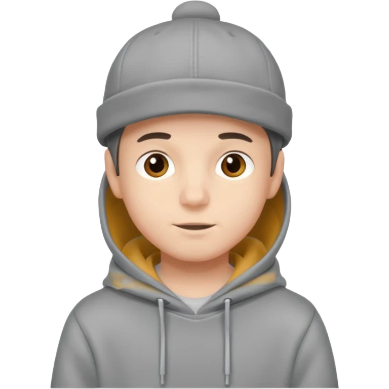  boy wearing grey hoddi(wearing the cap)  emoji