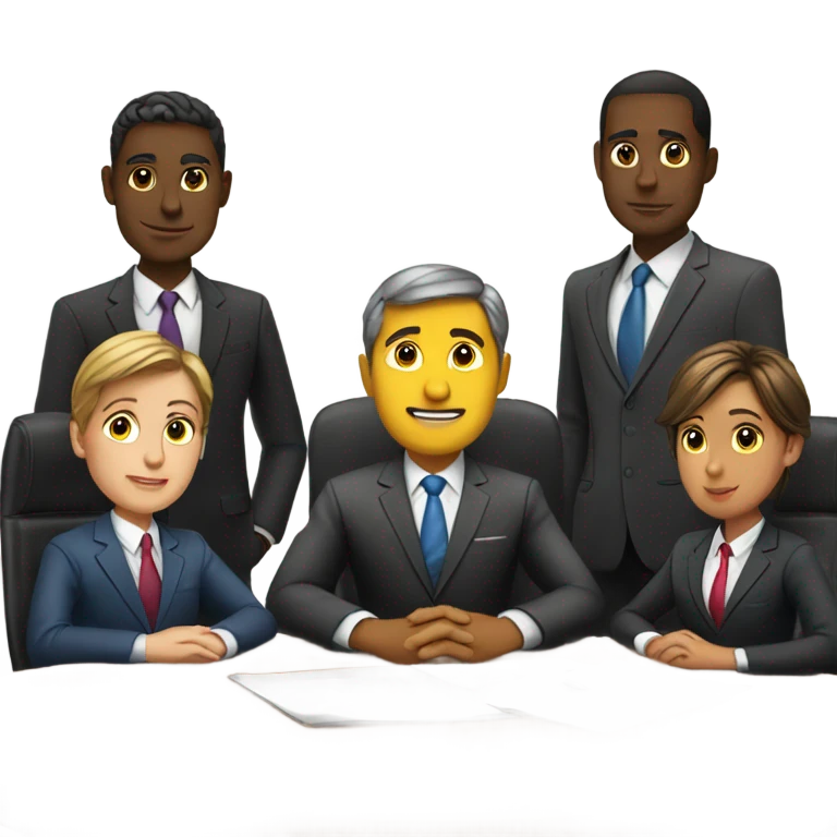 5 people in suits sitting at a table emoji