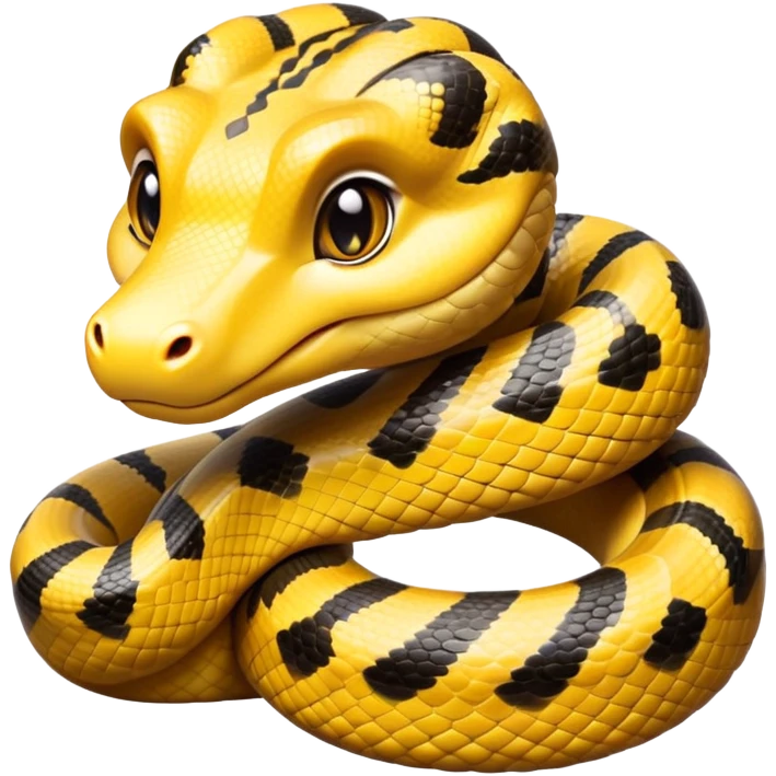 cinematic-cute-anaconda-portrait-emoji,-head-tilted-playfully-and-inquisitively,-with-a-sleek,-shimmering-body-adorned-with-detailed-scale-sriped patterns-and-round,-sparkling-eyes-full-of-wonder,-simplified-yet-irresistibly-adorable-features emoji