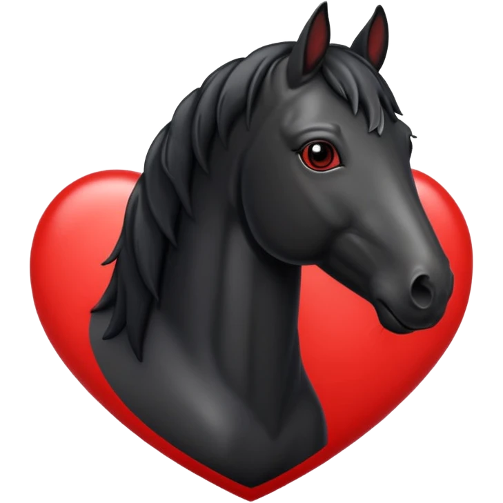Black Horse centered within a red heart emoji emoji