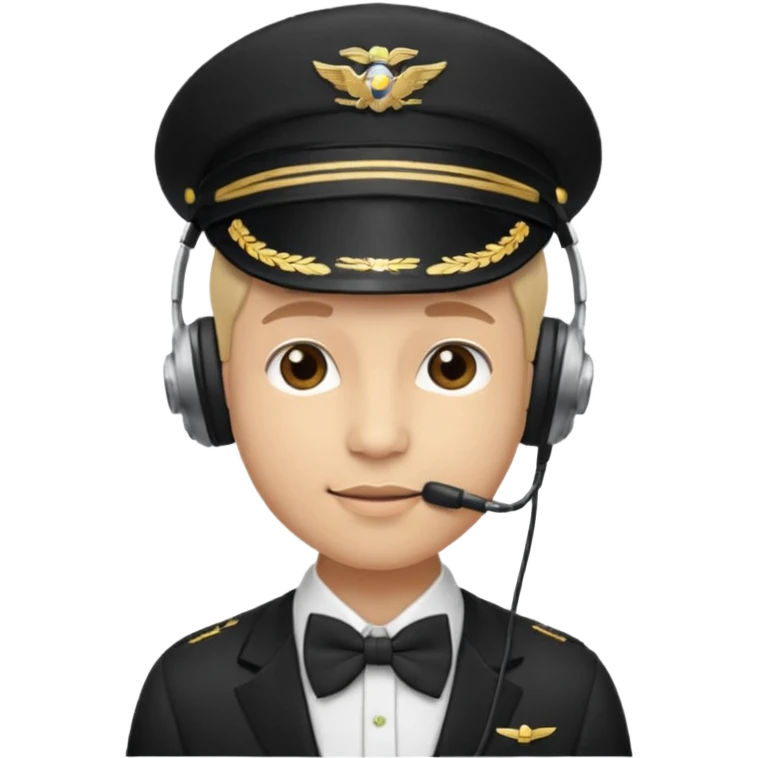 headphones, hat, and bowties pilot emoji