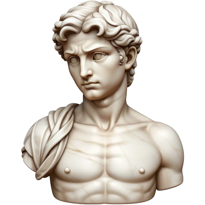 Cinematic Realistic Michelangelo's David Sculpture Emoji, depicted as a masterful Renaissance statue with idealized proportions and a serene noble expression, rendered with lifelike marble textures and soft classical lighting that captures its timeless beauty. emoji