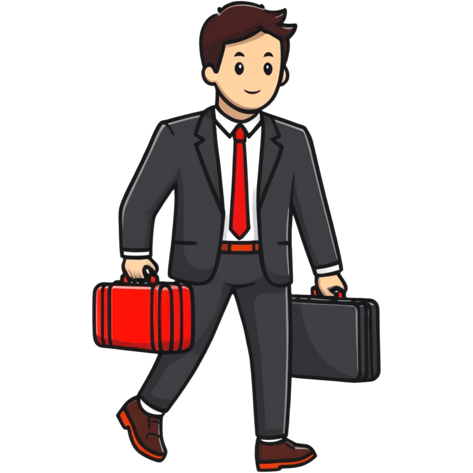 businessman with red suitcase emoji