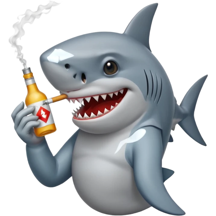 shark with a cigaret and some botlle emoji