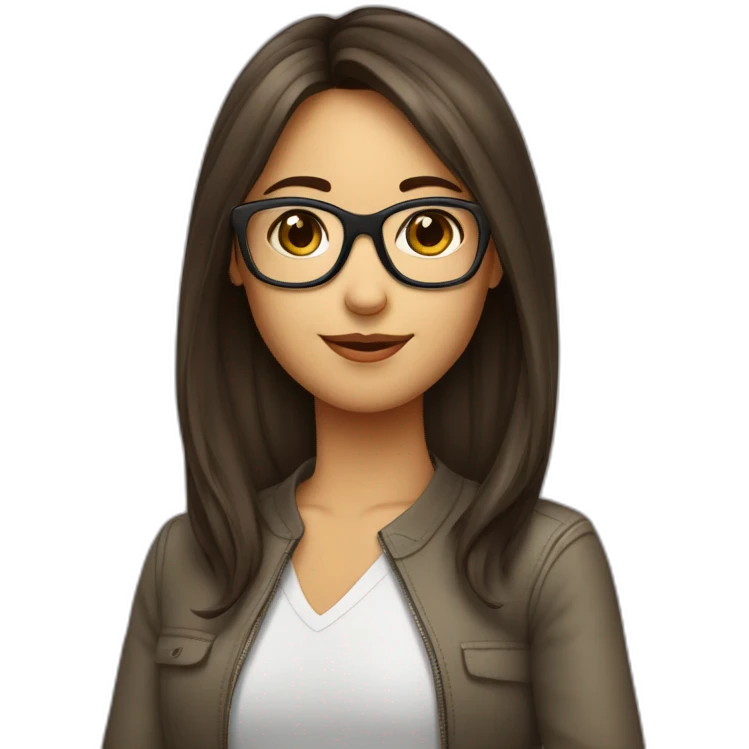 Fille brune au carré long avec des lunettes emoji