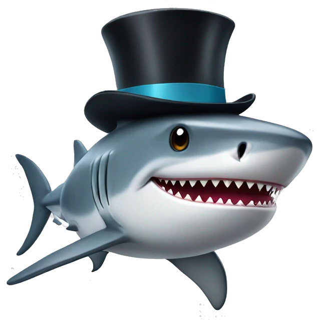 Shark with a top hat emoji