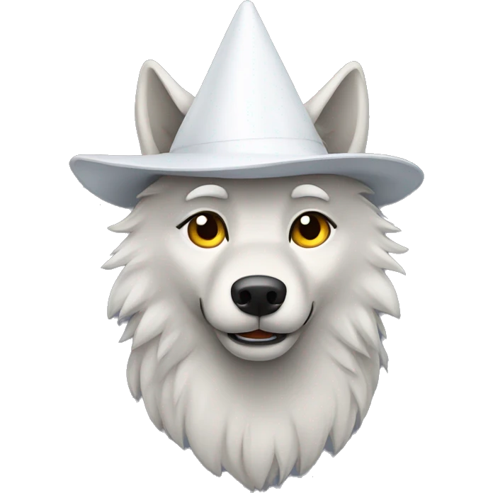 Wolf wearing white pointy hat emoji