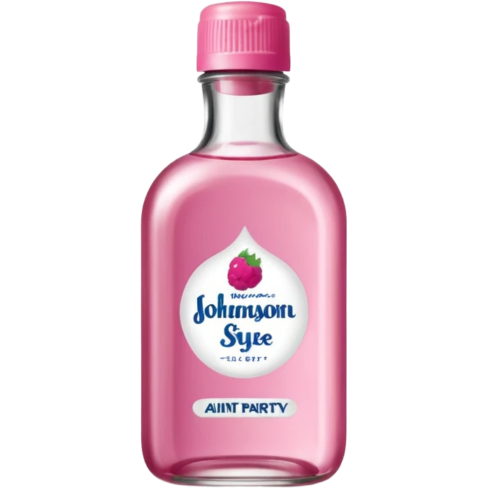 realistic Johnson and Johnson style bottle pink cap pink logo clear bottle with aint no party like a berry party written on the logo with diddy oil and a berry on top bottle emoji