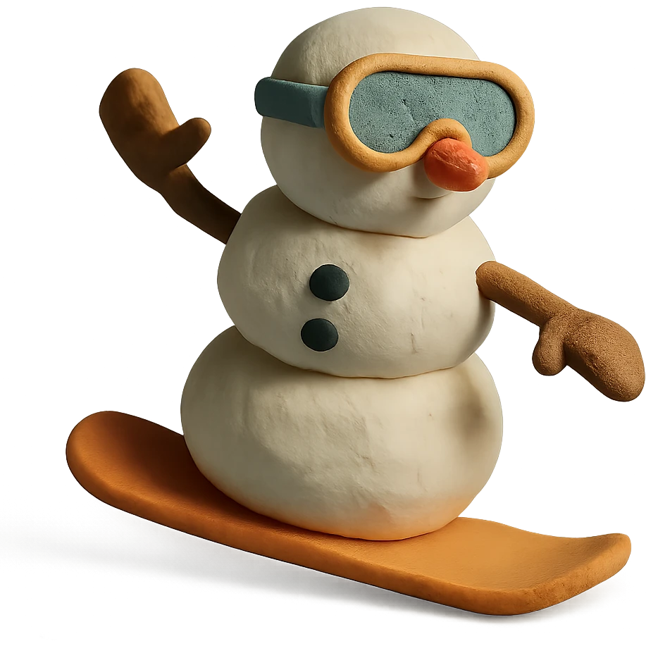 snowman with goggles snowboarding emoji